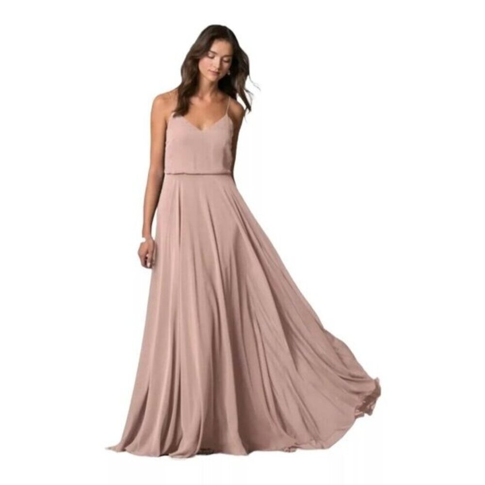 Jenny Yoo Collection Blush Pink Inesse Bridesmaid Maxi Dress Size 10 formal